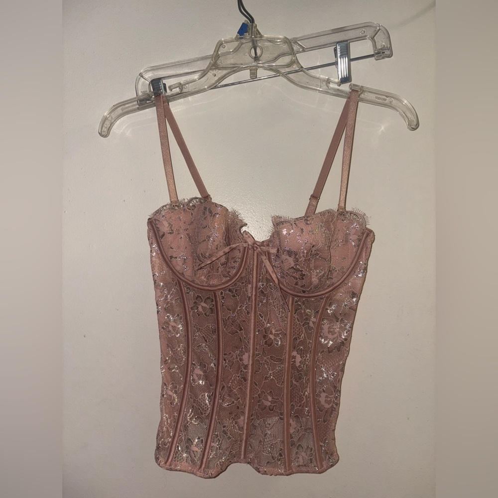 Victoria's Secret Bridal Allure Shimmer Bustier With Detachable Garters size M